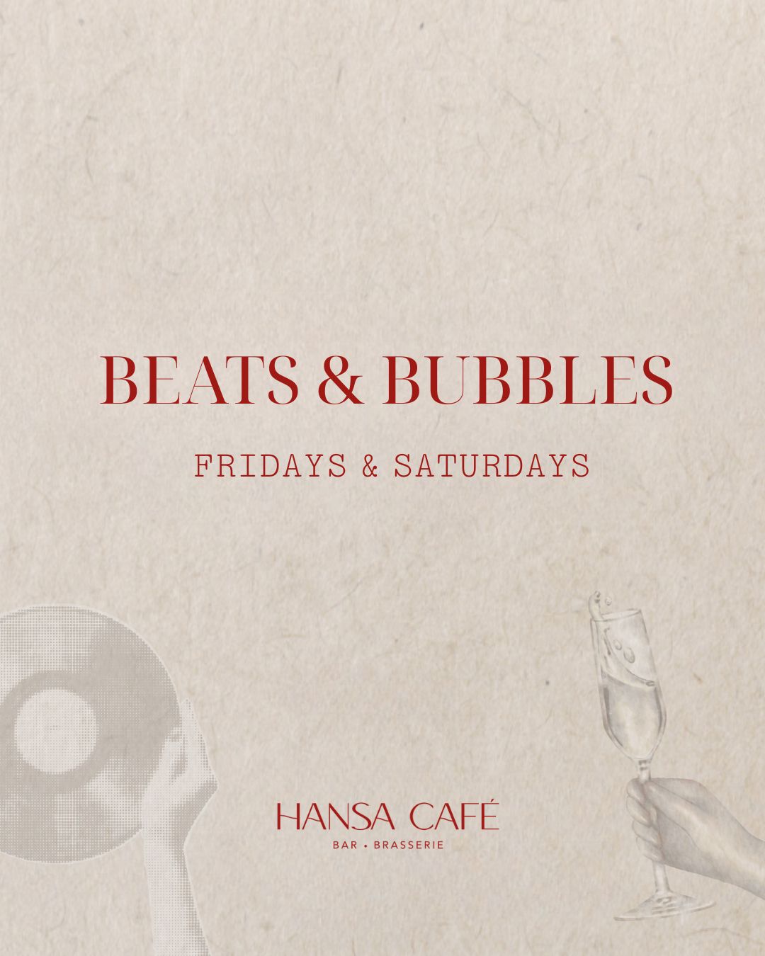 Beats & Bubbles every Friday & Saturday from 6 PM 🍸

The DJ sets the tone with feel-good beats and vibrant energy. Let the weekend sparkle to life with good vibes, great beats, and a toast to unforgettable nights.

📍 Mannerheimintie 5, 00100 Helsinki

#HansaCafeBarBrasserie #BeatsAndBubbles #WeekendVibes #DJHelsinki #HelsinkiNights #FridayMood #HelsinkiRestaurants